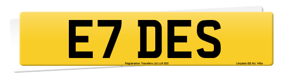 Registration number E7 DES